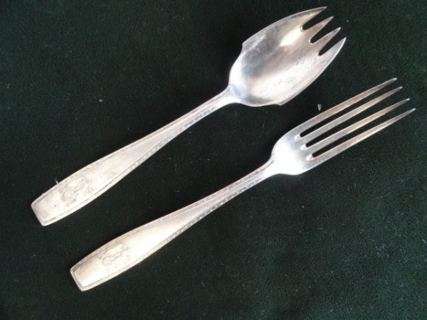 Adolf Hitler Formal Pattern Silver Flatware - Cocktail Fork and Spoon (#28928D)